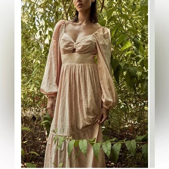 WE ARE KINDRED 'Isabella' Pink Cotton Swiss Dot Bustier Midi Dress US 8 - Picture 1 of 9